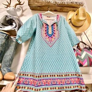 Mediterranean style boho tunic/mini boho Dress w resort vacay  vibe